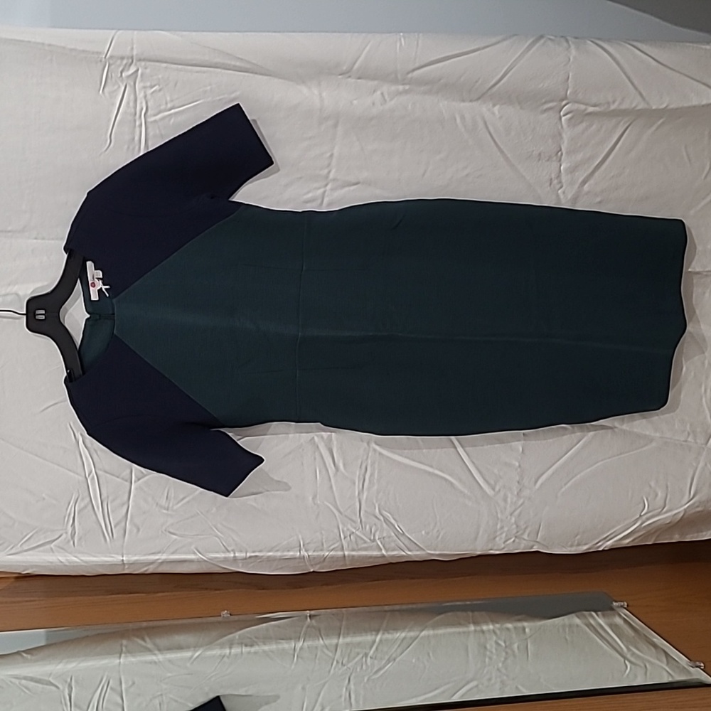 Women's Boden Navy and Green Colorblock Dress Size 2P NWT